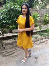 Mustard Striped A shape Dress